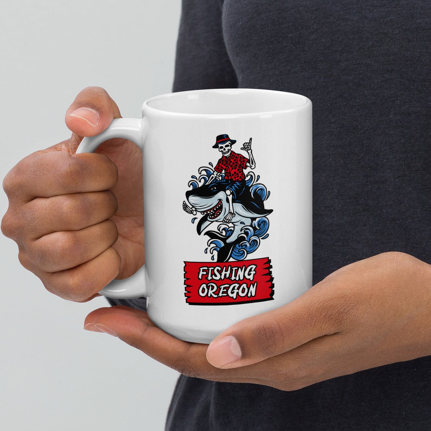 Fishing Oregon/ Get Your Limit - White glossy mug