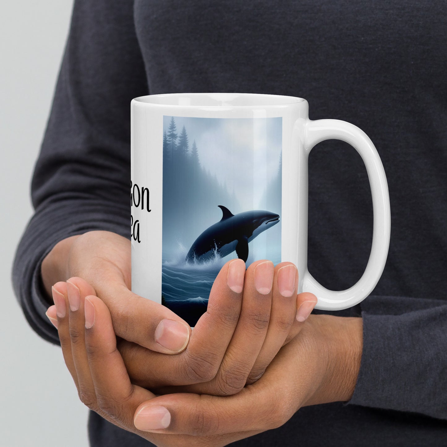 Oregon Orca - White glossy mug