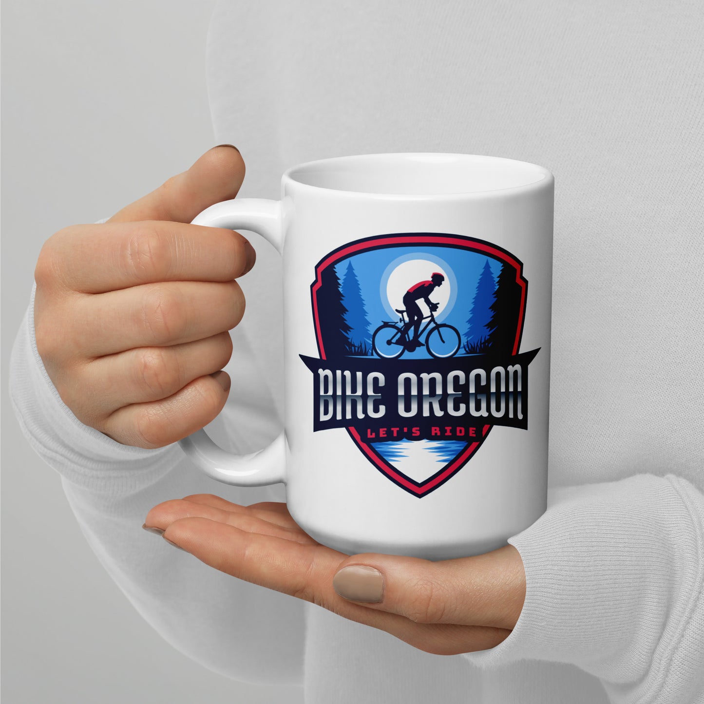 Bike Oregon - White glossy mug