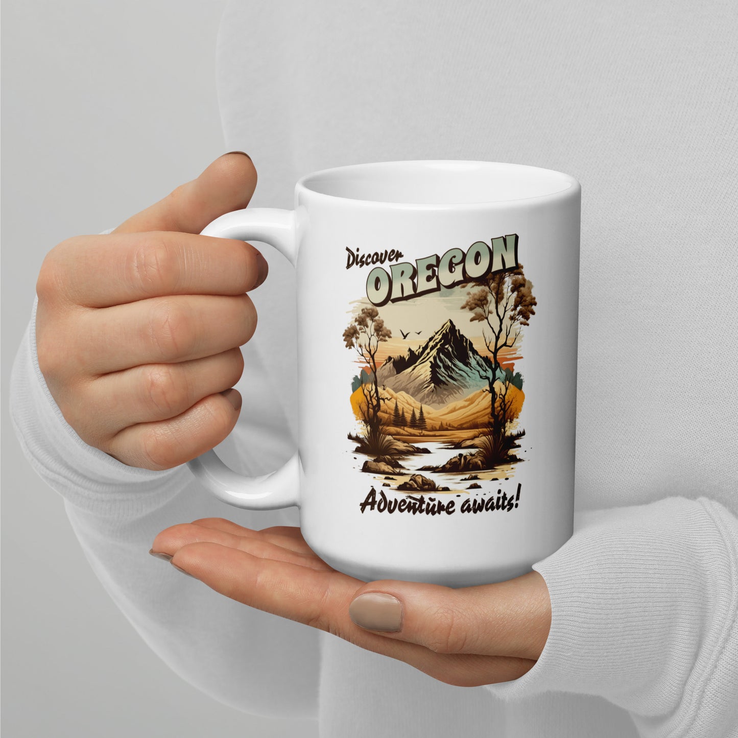 Discover Oregon - White glossy mug