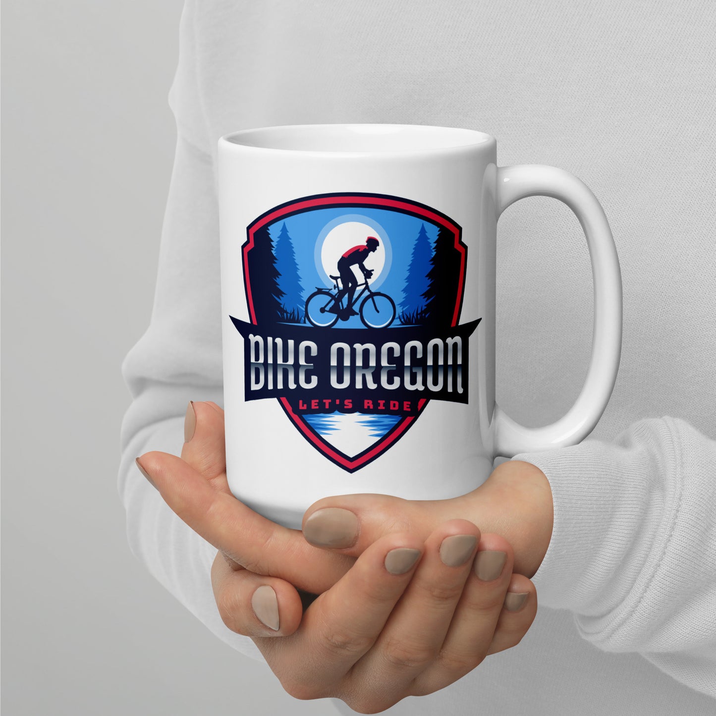 Bike Oregon - White glossy mug