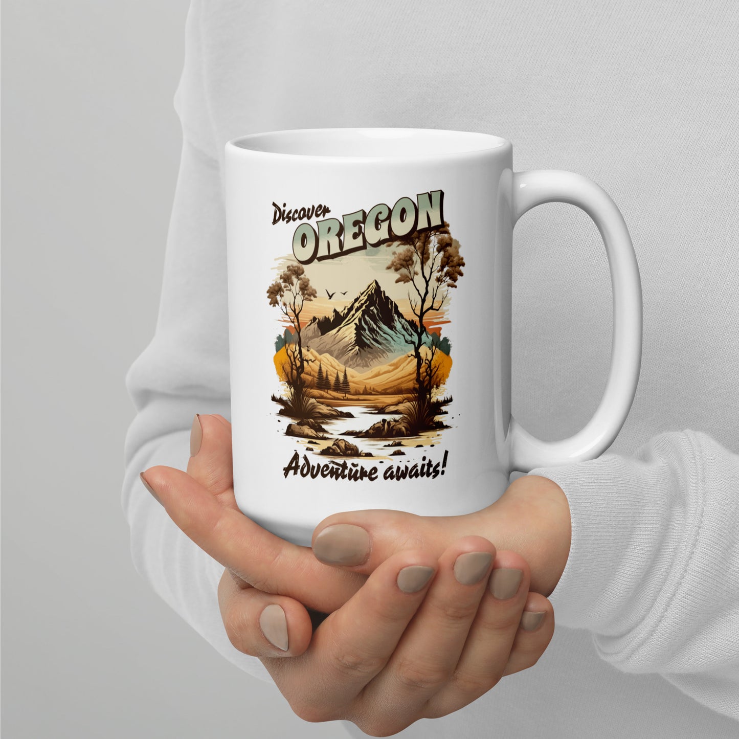 Discover Oregon - White glossy mug