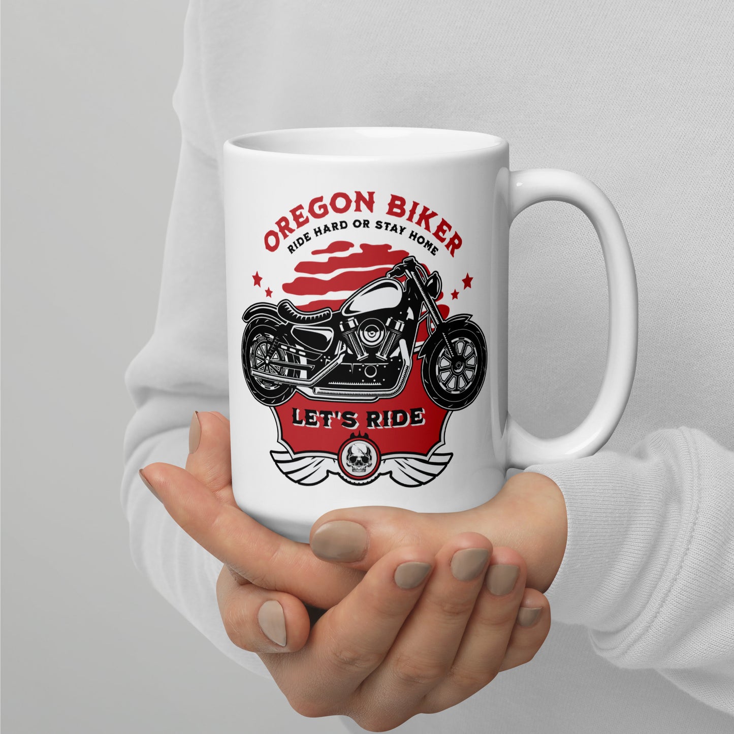 Oregon Biker - White glossy mug