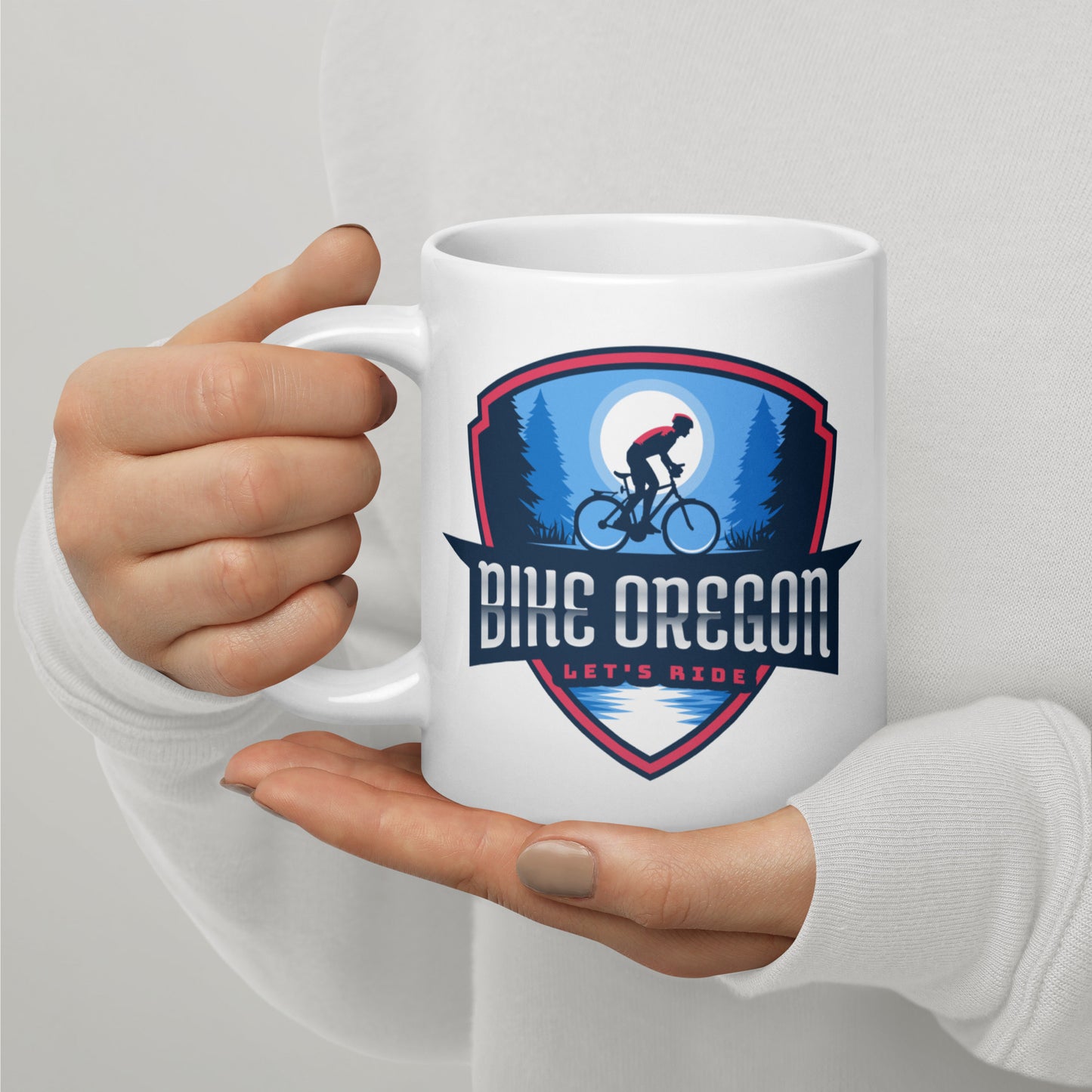 Bike Oregon - White glossy mug