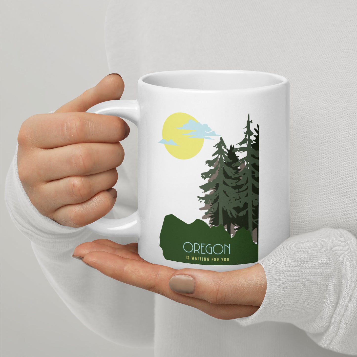 Oregon is Waiting For You - White glossy mug