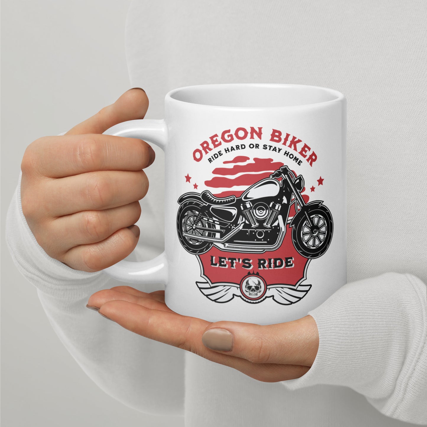 Oregon Biker - White glossy mug