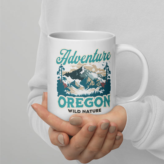 Adventure Oregon - White glossy mug