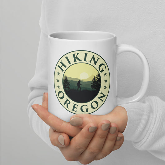 Hiking Oregon - White glossy mug