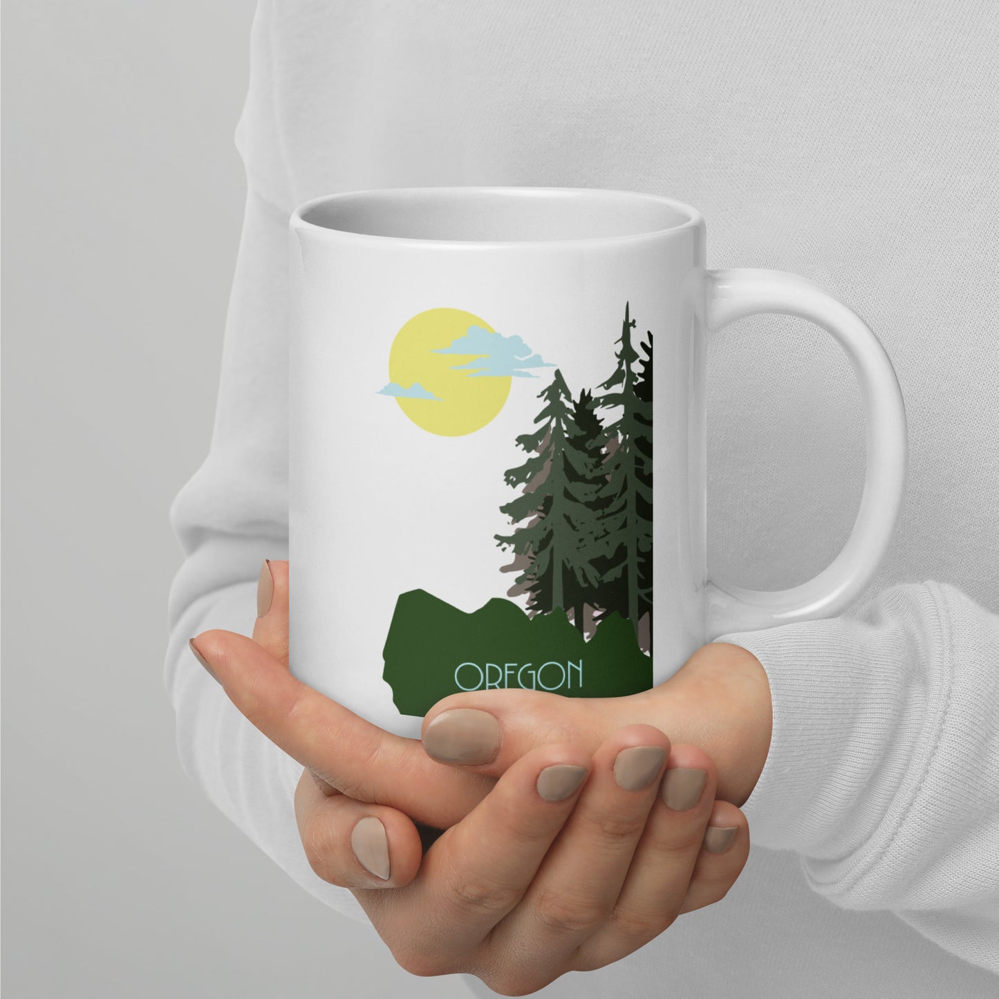 Oregon is Waiting For You - White glossy mug