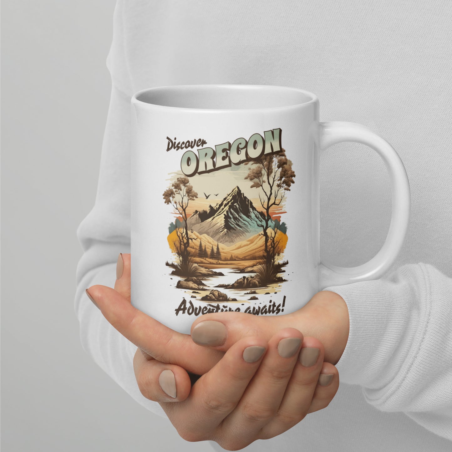 Discover Oregon - White glossy mug