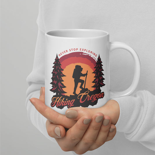 Hiking Oregon/2 - White glossy mug