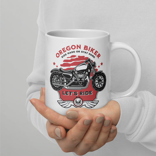 Oregon Biker - White glossy mug