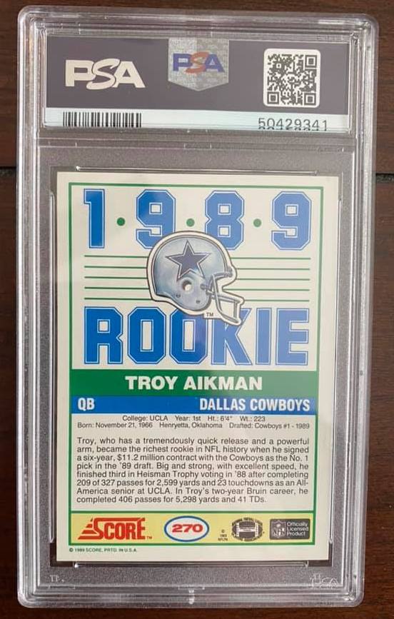 TROY AIKMAN - 1989 SCORE ROOKIE CARD #270 - PSA 9 – Oregon Collectibles