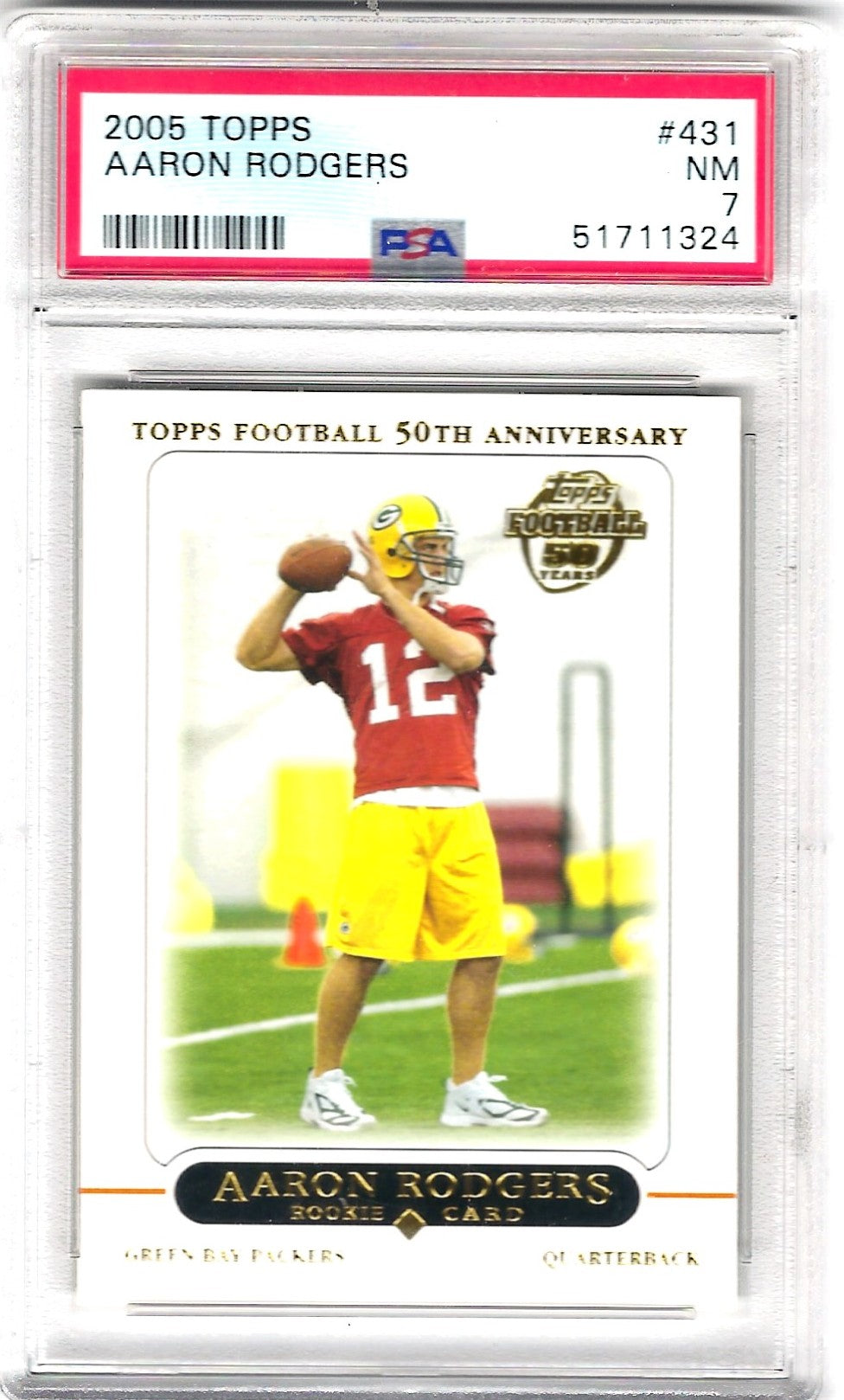 AARON RODGERS ROOKIE CARD - TOPPS #431 - PSA 7