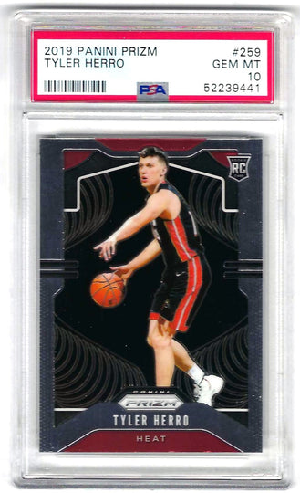 TYLER HERRO - 2019 PANINI PRIZM BASE ROOKIE RC #259 - PSA 10 GEM